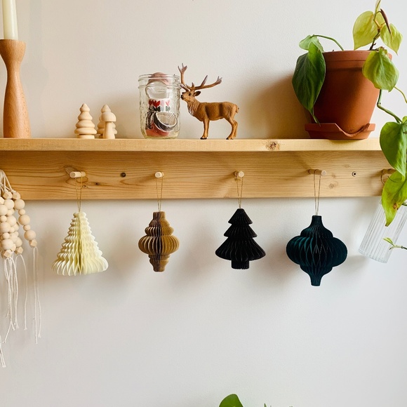 Scandinavian Honeycomb Paper Christmas Ornaments | Set of 4 - Picture 1 of 5